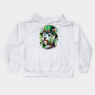 Skye Terrier Rocks Leprechaun Hat for St. Patrick's Day Kids Hoodie